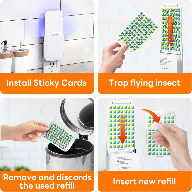 mosalogic Fruit Fly Traps for Indoors Gnat Trap for House Indoor-600 Sqft Protection Area UV Fly Insect Trapper for Fruit Flies，Gnats，Mosquito，and Other Flying Insect Plug-in Bug Killer White 2Pack - Image 5